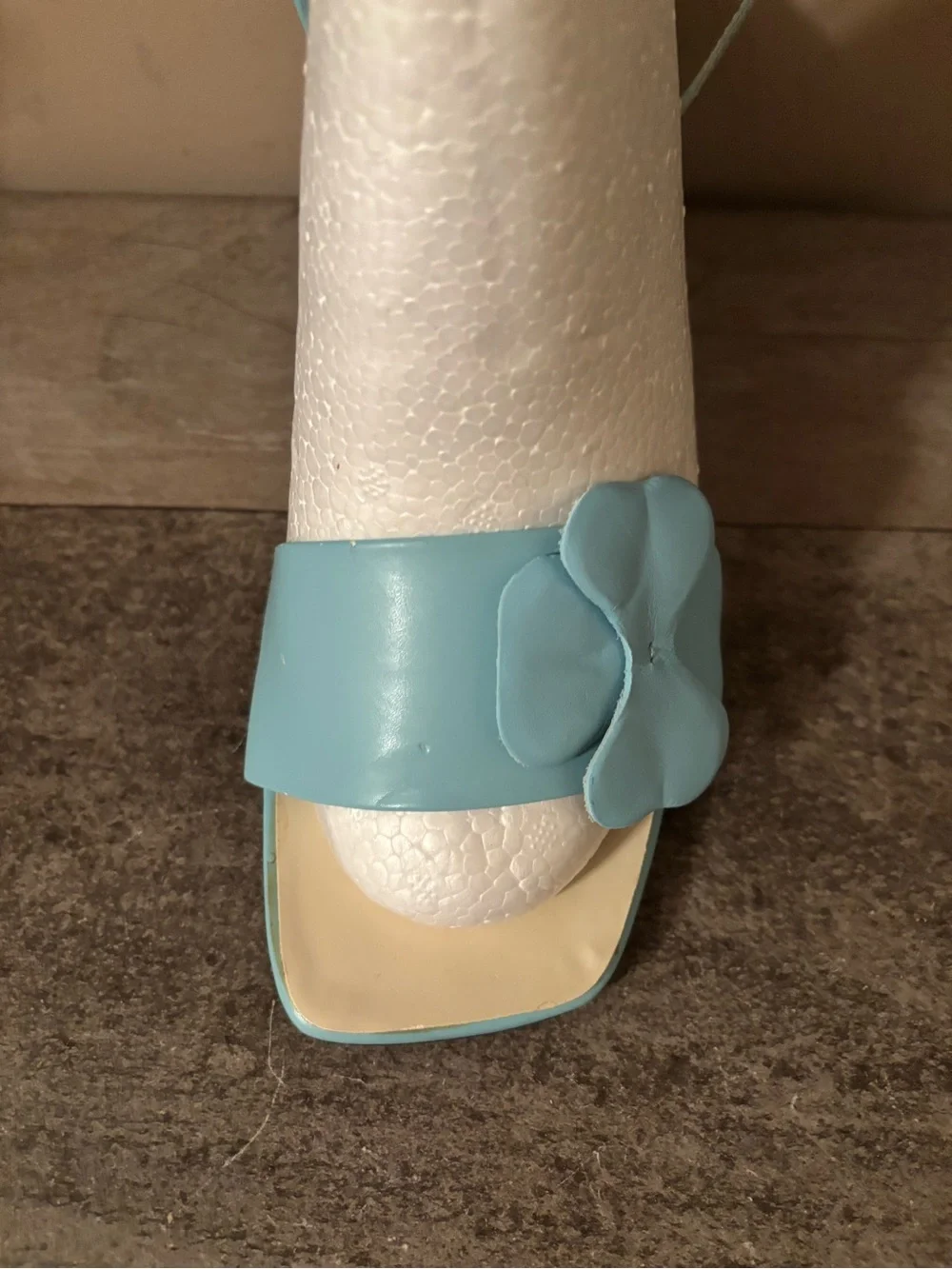 NEWPORT NEWS LACE UP  BABY BLUE FLOWER WEDGE SIZE 7.5